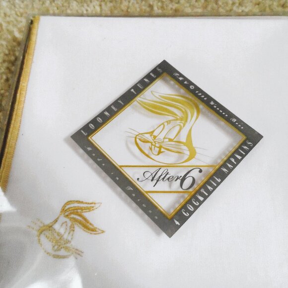 After 6 Vintage Looney Tunes Cocktail Napkins Set of 4, 100% cotton, NEW - Picture 2 of 9